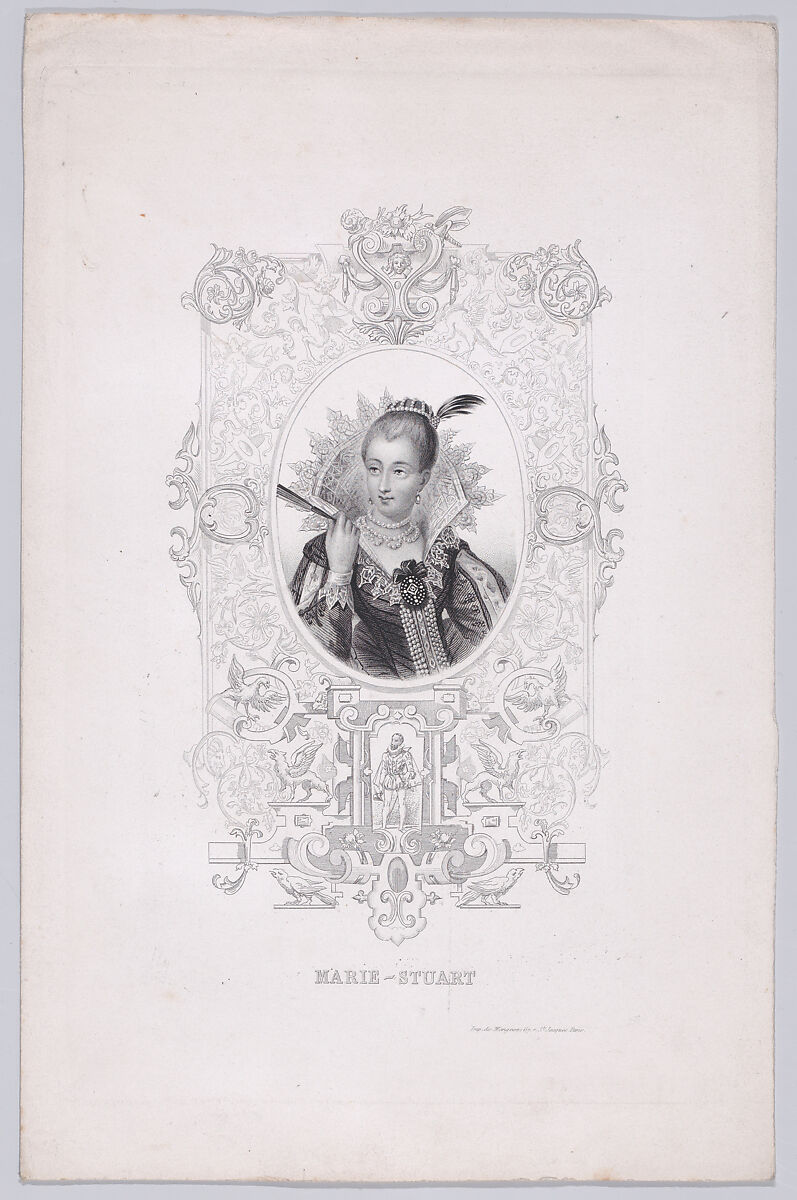 Mary, Queen of Scots set in an ornamental frame, Published by Mangeon (French, active 19th century), Stipple engraving and etching 