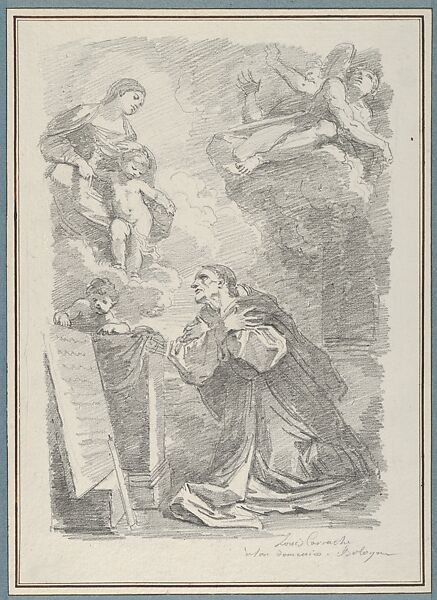 The Virgin and Child Appearing to Saint Hyacinth, Jean Honoré Fragonard (French, Grasse 1732–1806 Paris), Black chalk 