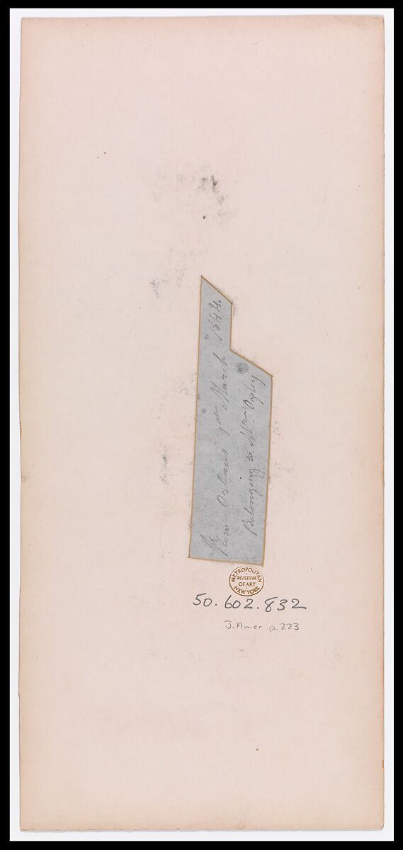 Enslaved Woman, Auguste Edouart (French, 1789–1861), Chalk on prepared black cut paper mounted to paper board