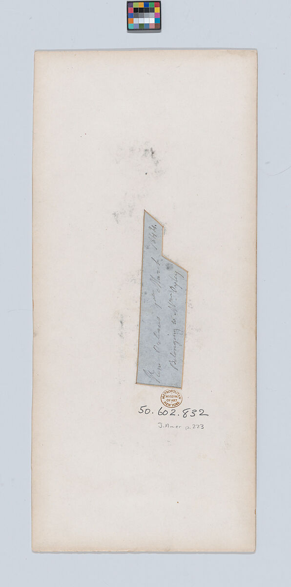 Enslaved Woman, Auguste Edouart (French, 1789–1861), Chalk on prepared black cut paper mounted to paper board