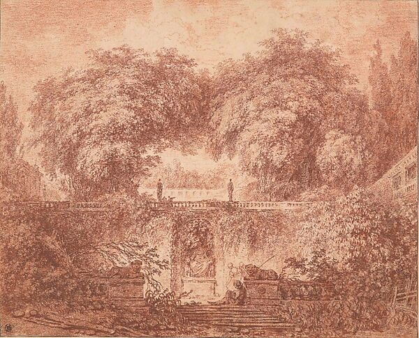 The Little Park, Jean Honoré Fragonard (French, Grasse 1732–1806 Paris), Red chalk 