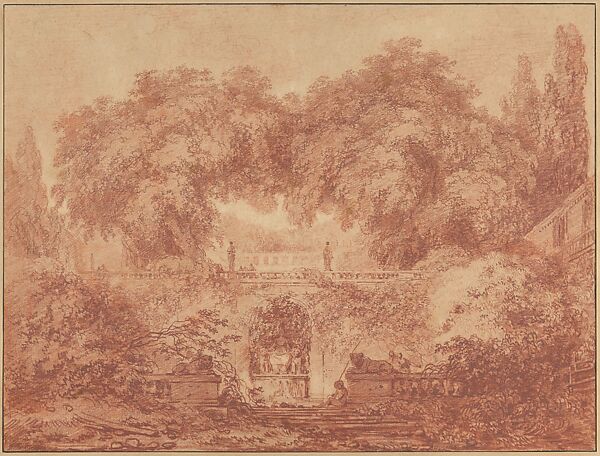 The Little Park, Jean Honoré Fragonard (French, Grasse 1732–1806 Paris), Red chalk 