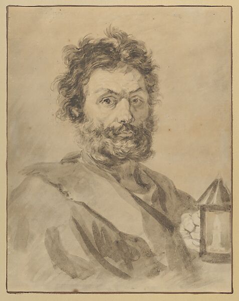 Diogenes, Jean Honoré Fragonard (French, Grasse 1732–1806 Paris), Brush and gray-brown wash over traces of black chalk underdrawing 