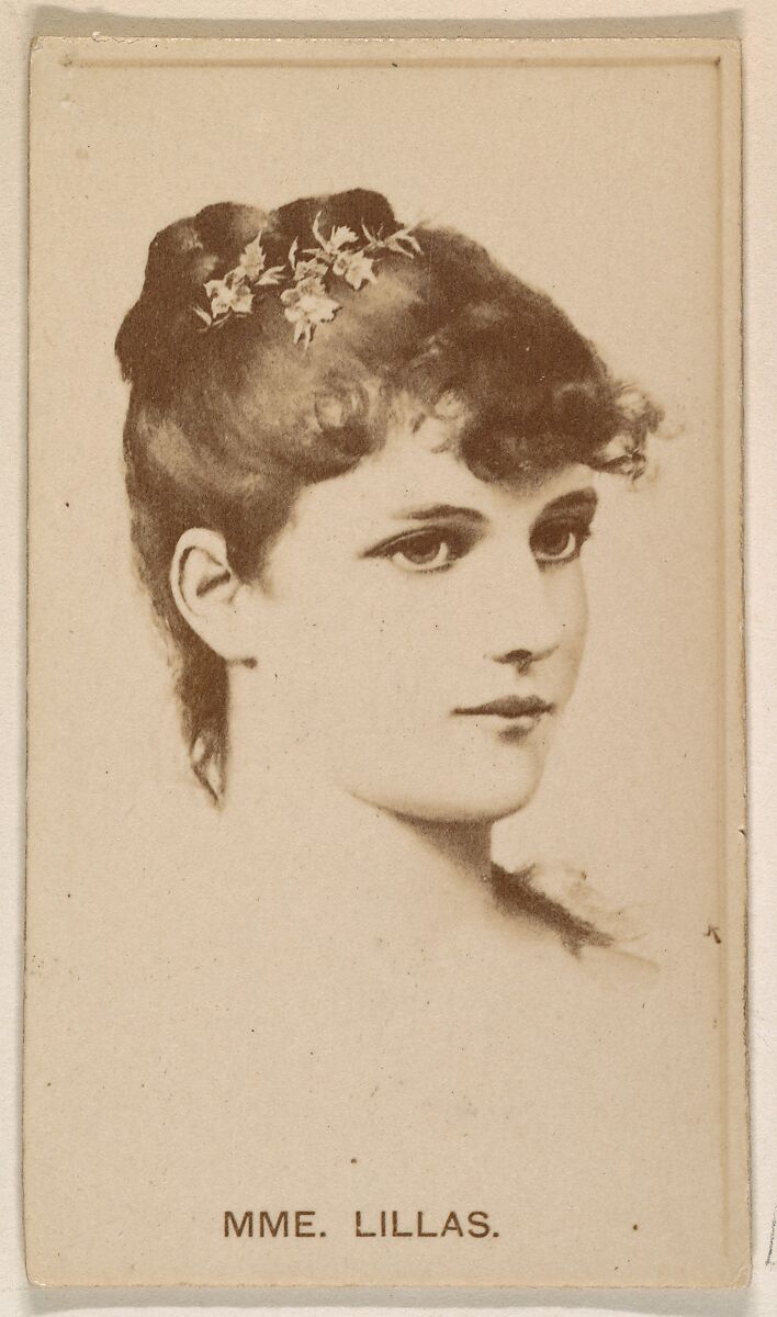 Mme. Lillas, from the Actresses series (N245) issued by Kinney Brothers to promote Sweet Caporal Cigarettes, Issued by Kinney Brothers Tobacco Company, Albumen photograph 