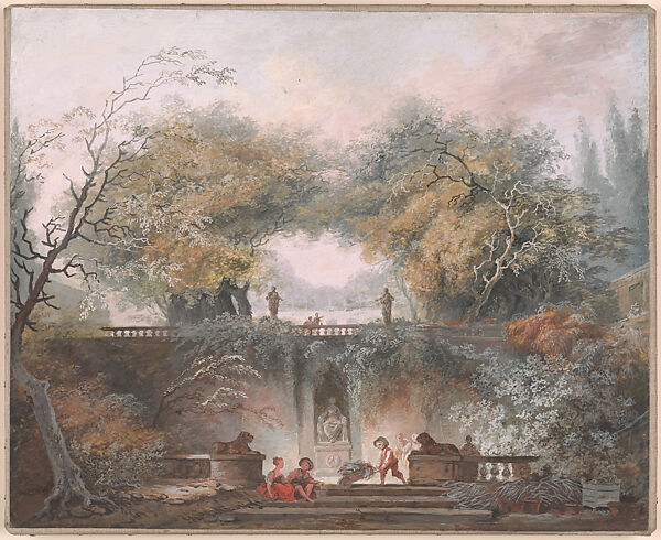The Little Park, Jean Honoré Fragonard (French, Grasse 1732–1806 Paris), Gouache on vellum 