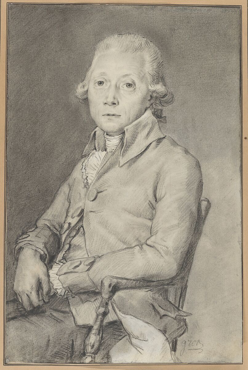 Portrait of a Man, baron Antoine Jean Gros (French, Paris 1771–1835 Meudon), Black chalk with stumping 