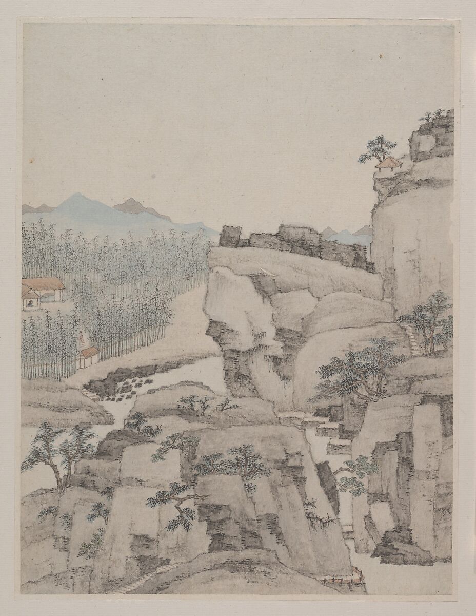 Landscapes, Xiao Yuncong (Chinese, 1596–1673), Album of eight paintings; ink and color on paper, China