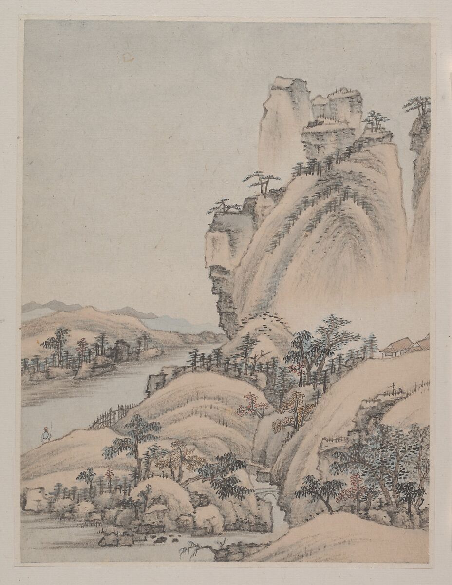 Landscapes, Xiao Yuncong (Chinese, 1596–1673), Album of eight paintings; ink and color on paper, China 