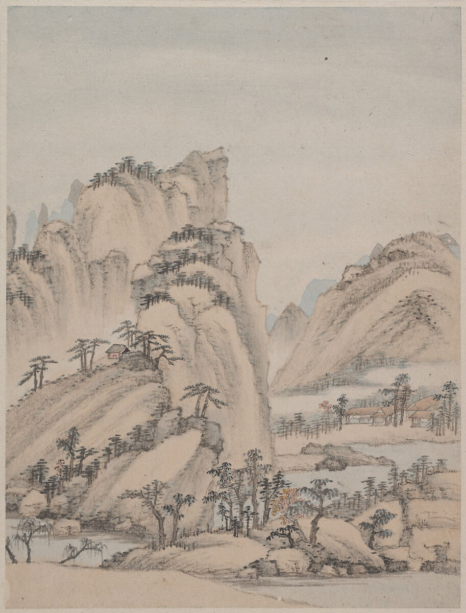 Landscapes, Xiao Yuncong (Chinese, 1596–1673), Album of eight paintings; ink and color on paper, China