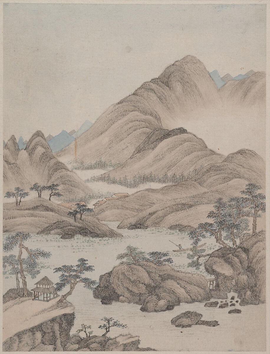 Landscapes, Xiao Yuncong (Chinese, 1596–1673), Album of eight paintings; ink and color on paper, China