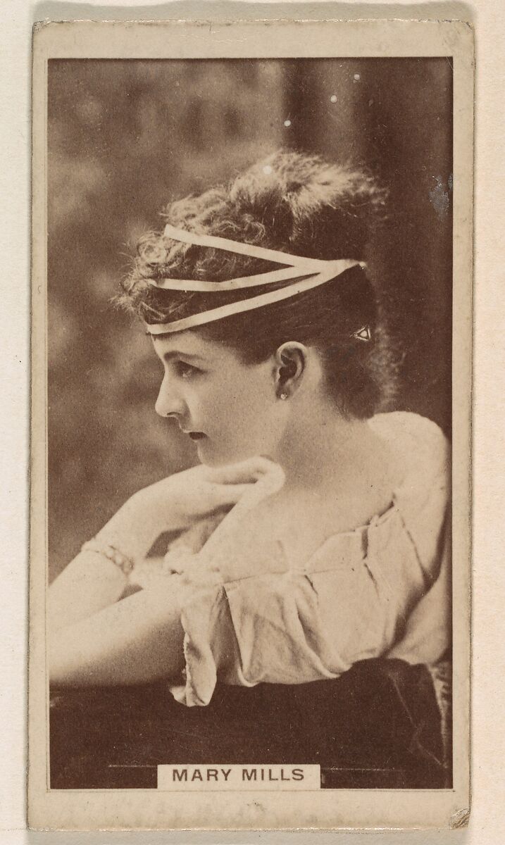Mary Mills, from the Actresses series (N245) issued by Kinney Brothers to promote Sweet Caporal Cigarettes, Issued by Kinney Brothers Tobacco Company, Albumen photograph 
