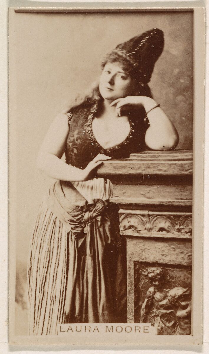 Laura Moore, from the Actresses series (N245) issued by Kinney Brothers to promote Sweet Caporal Cigarettes, Issued by Kinney Brothers Tobacco Company, Albumen photograph 