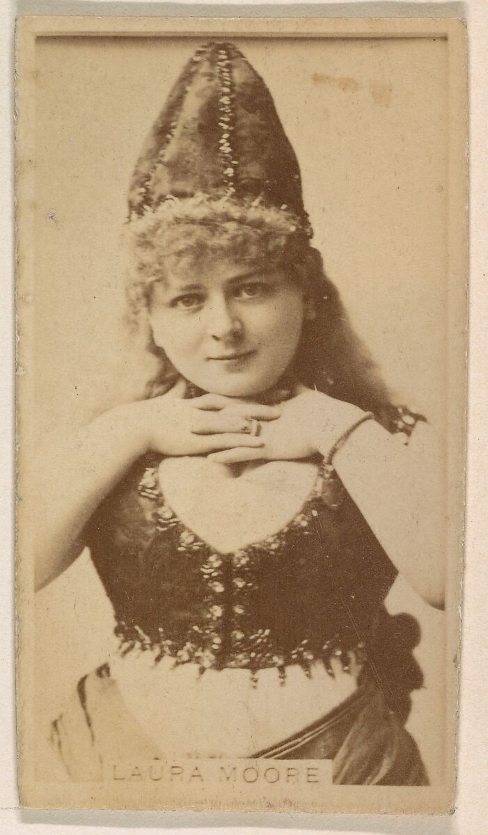 Laura Moore, from the Actresses series (N245) issued by Kinney Brothers to promote Sweet Caporal Cigarettes, Issued by Kinney Brothers Tobacco Company, Albumen photograph 