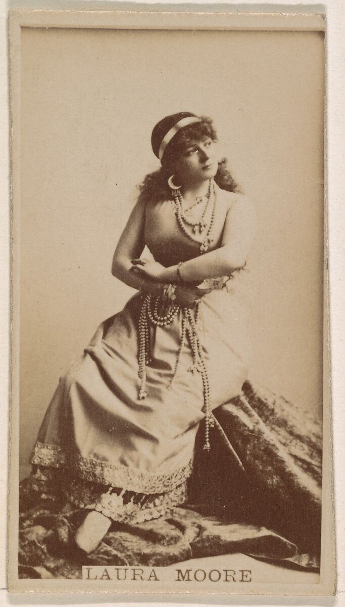 Laura Moore, from the Actresses series (N245) issued by Kinney Brothers to promote Sweet Caporal Cigarettes, Issued by Kinney Brothers Tobacco Company, Albumen photograph 