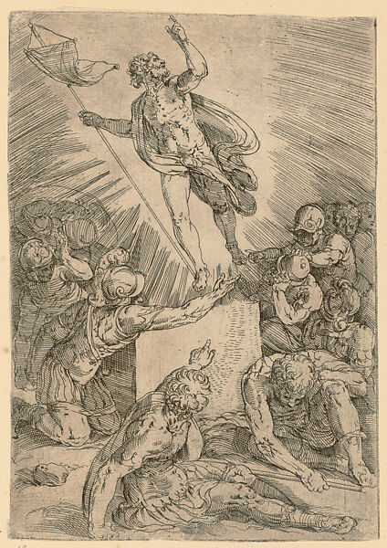 Resurrection, Battista Franco (Italian, Venice ca. 1510–1561 Venice), Etching 