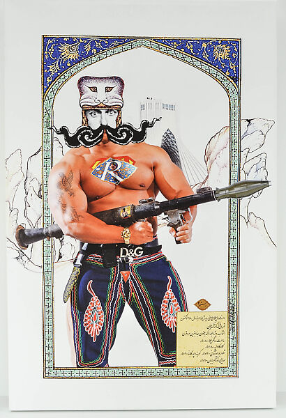 Rustam Returns at Age 30 after Being Brought Up Abroad, Siamak Filizadeh (Iranian, born Tehran, 1970), Digital print on canvas