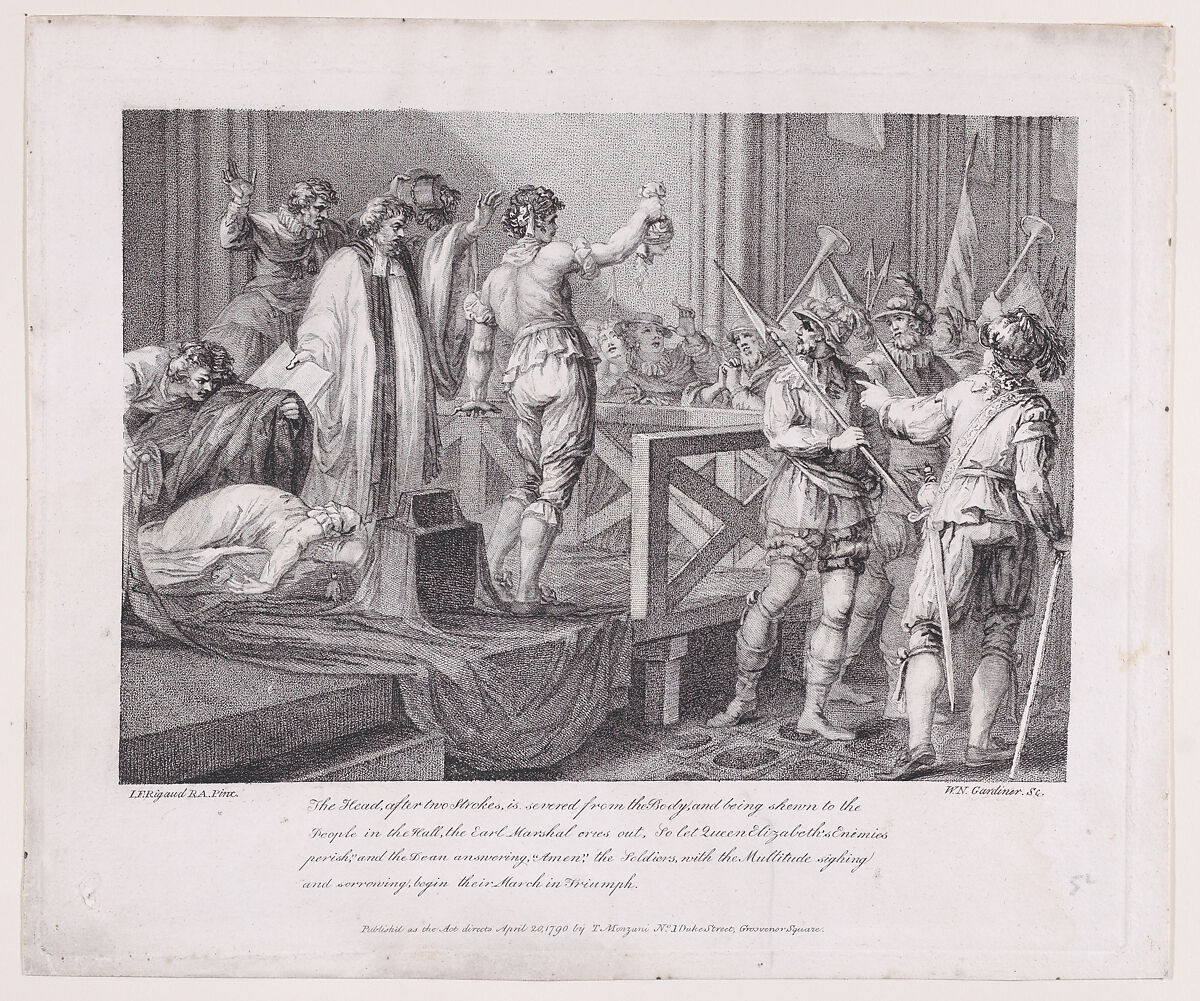 Execution of Mary, Queen of Scots, William Nelson Gardiner (British, Dublin 1766–1814 London), Stipple engraving 