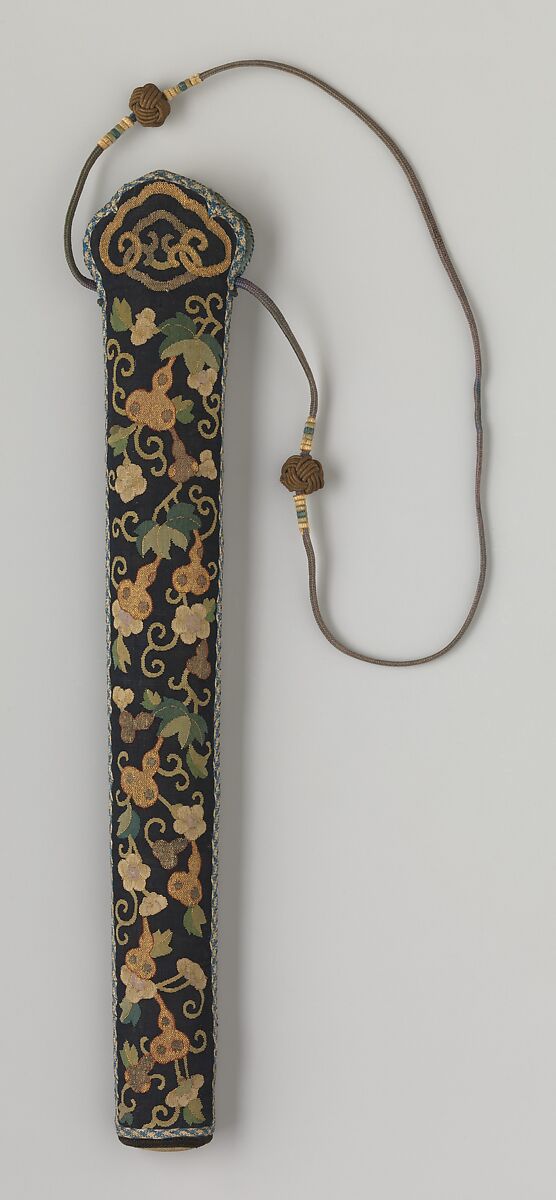 Fan Case with Bottle Gourds and Vines, Silk and metallic-thread tapestry (kesi), China 