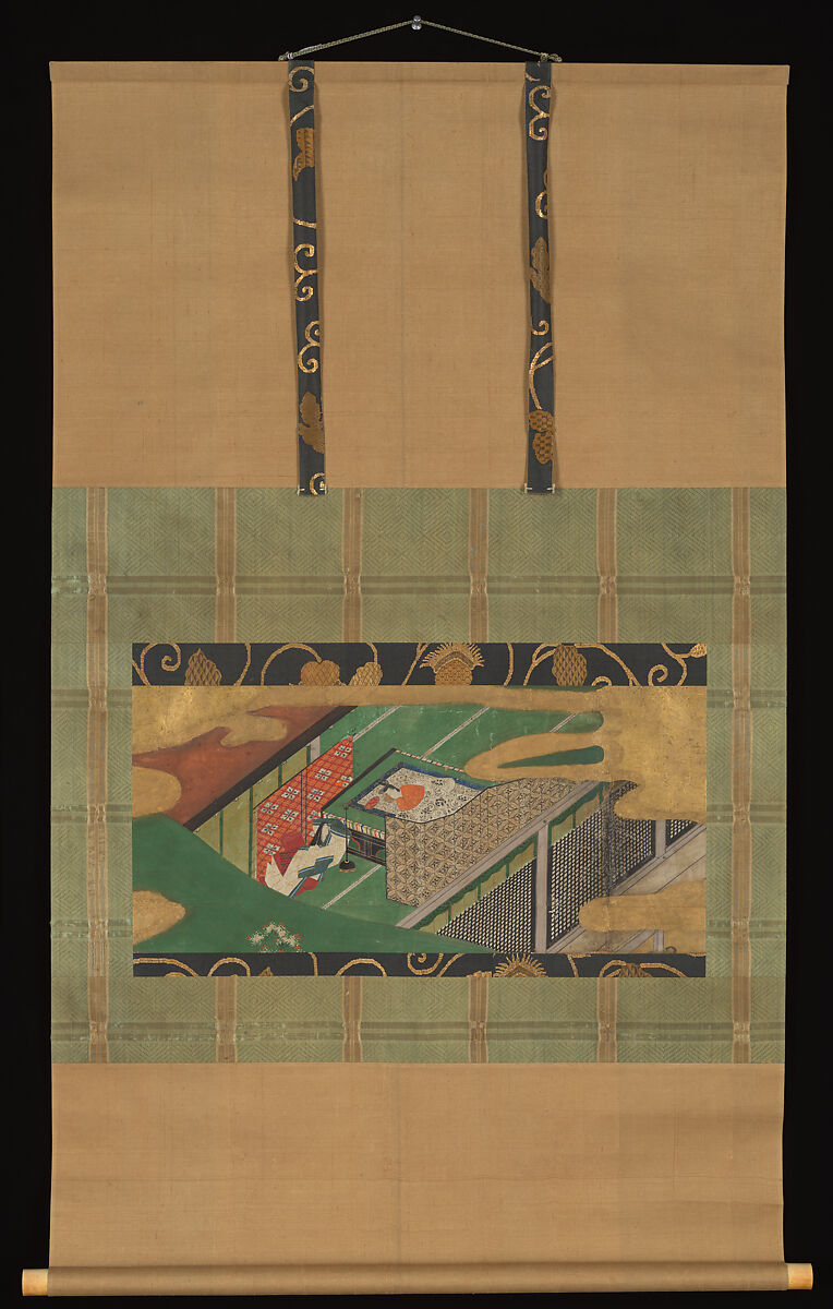 “Trees Encoiled in Vines of Ivy” (Yadorigi), Studio of Tawaraya Sōtatsu (Japanese, ca. 1570–ca. 1640), Hanging scroll; ink, color, and gold on paper, Japan