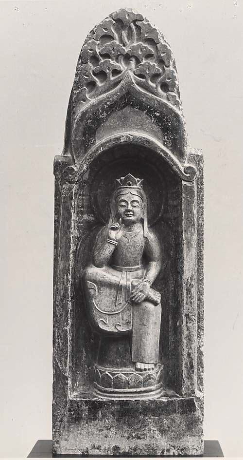 Stele with Maitreya (19.12a); Standing bodhisattva (Maitreya?) (19.12b); Standing Buddha (19.12c), Stone with traces of pigment (19.12a); stone ((19.12b, c), China 