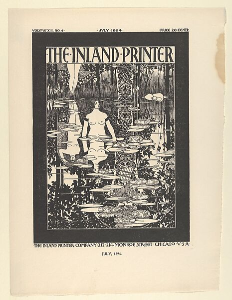 Cover Design: "The Inland Printer," Vol. XIII, No. 4, William Henry Bradley (American, Boston, Massachusetts 1868–1962 La Mesa, California), Letterpress (relief process) 