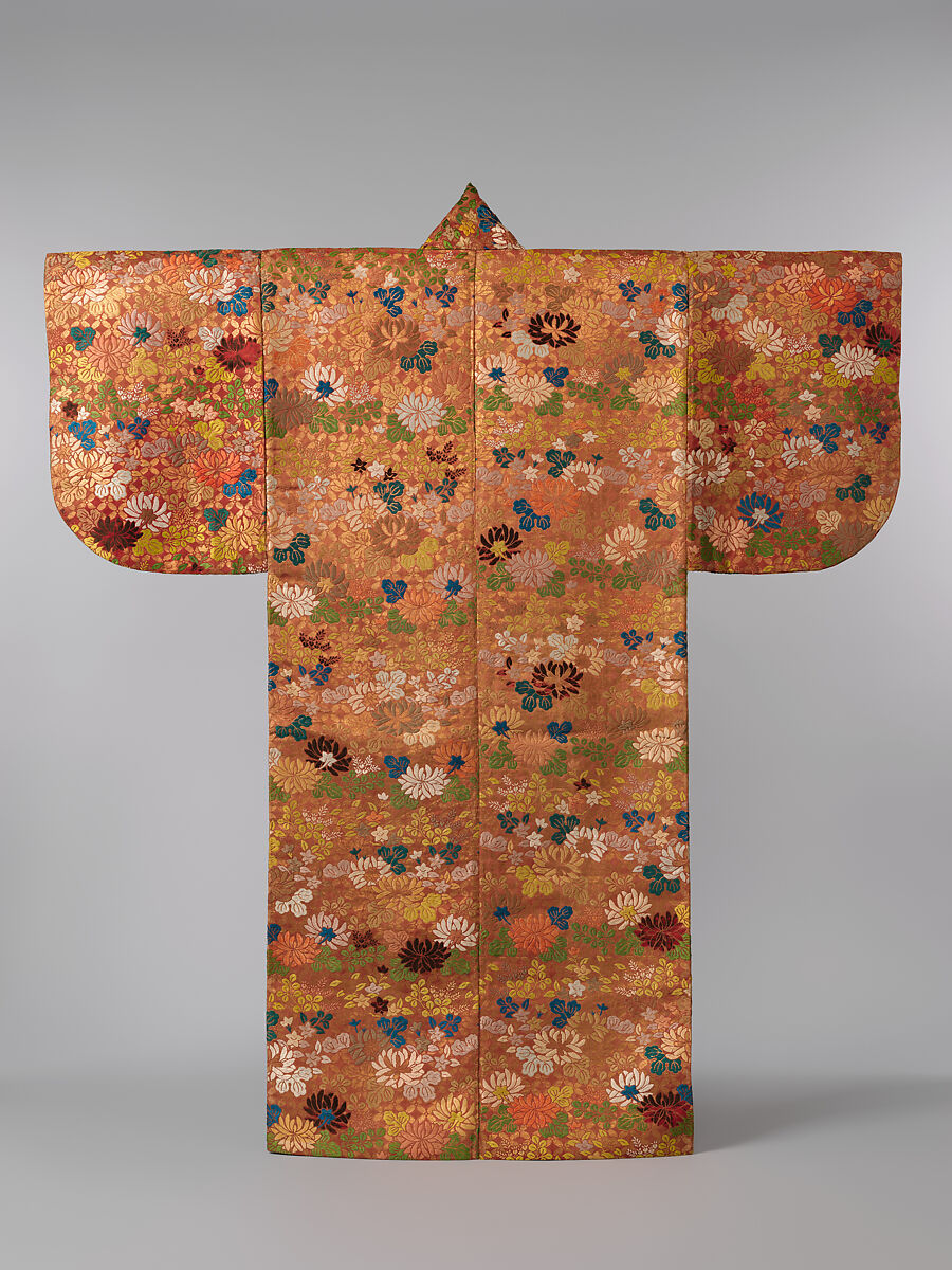 Noh Robe (Karaori)
, Twill-weave silk with supplementary weft patterning in silk and gold-leaf paper strips (karaori), Japan