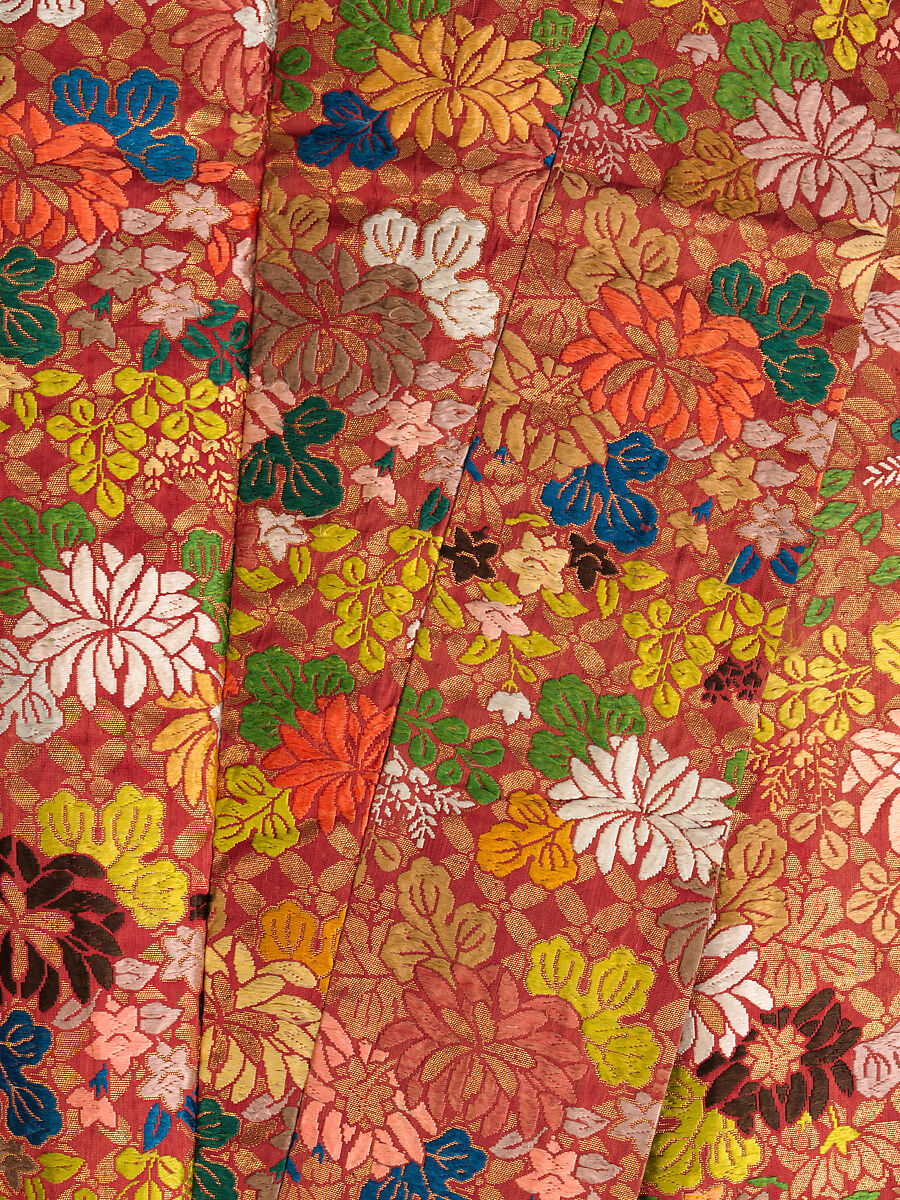 Noh Robe (Karaori), Twill-weave silk with supplementary weft patterning in silk and gold-leaf paper strips (karaori), Japan