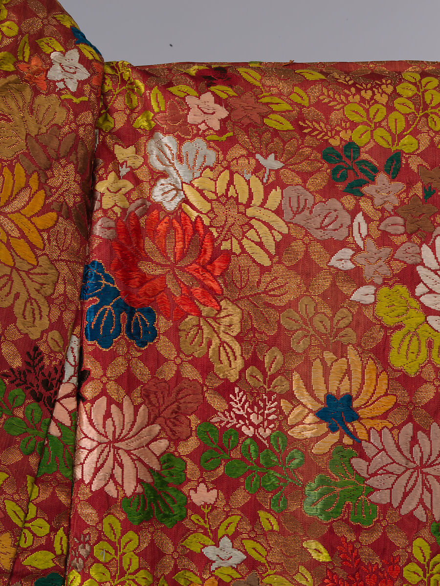 Noh Robe (Karaori), Twill-weave silk with supplementary weft patterning in silk and gold-leaf paper strips (karaori), Japan