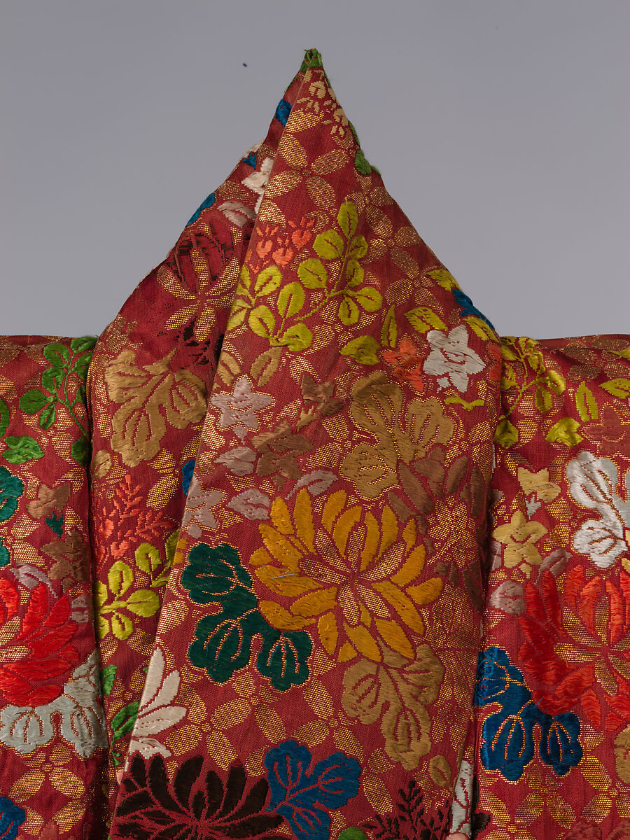 Noh Robe (Karaori), Twill-weave silk with supplementary weft patterning in silk and gold-leaf paper strips (karaori), Japan
