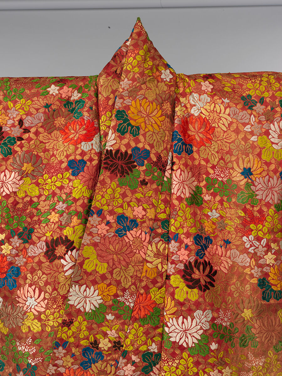 Noh Robe (Karaori), Twill-weave silk with supplementary weft patterning in silk and gold-leaf paper strips (karaori), Japan