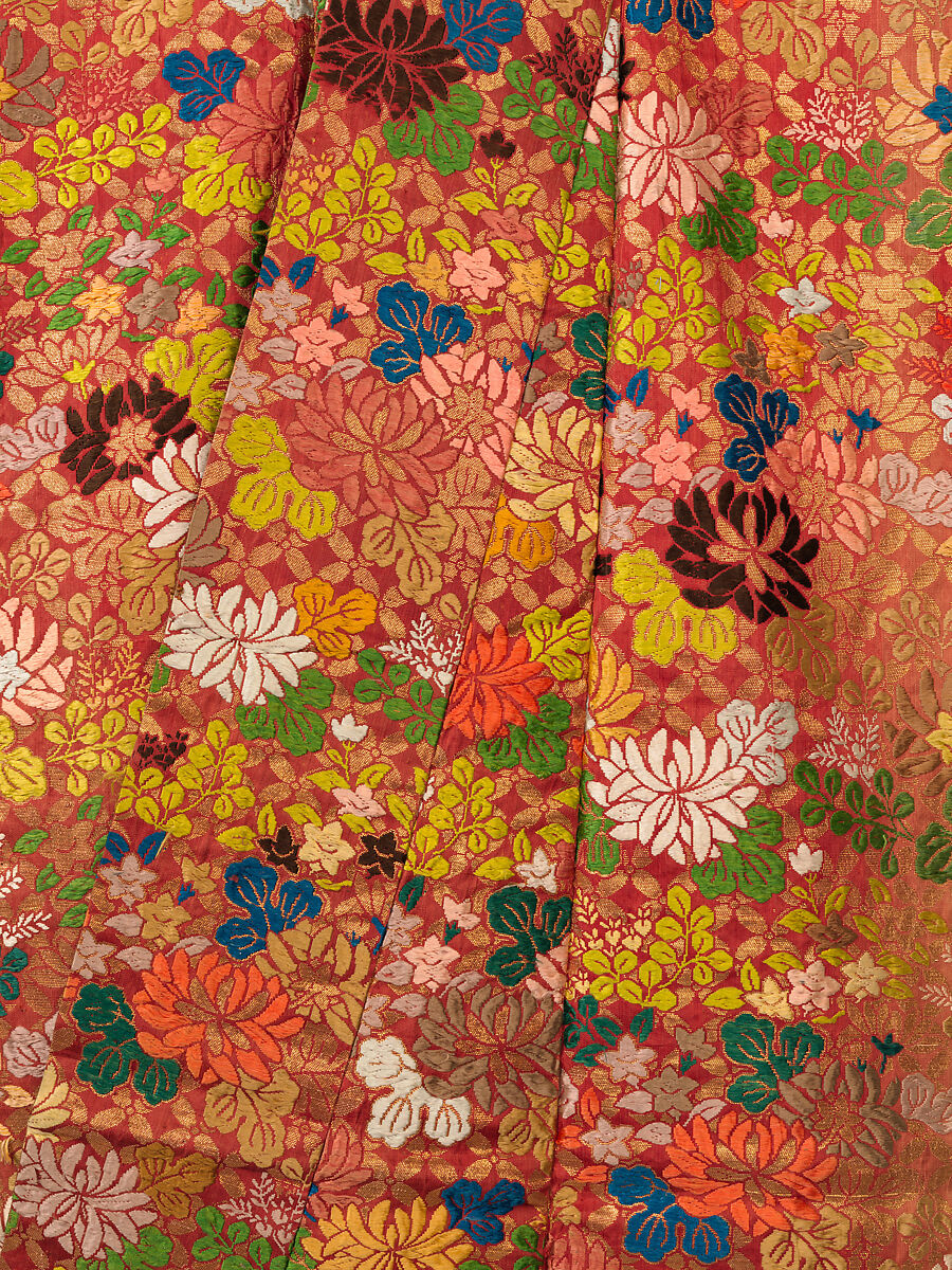 Noh Robe (Karaori), Twill-weave silk with supplementary weft patterning in silk and gold-leaf paper strips (karaori), Japan