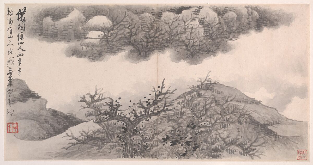 Landscapes, Gong Xian (Chinese, 1619–1689), Album of six paintings; ink on paper, China