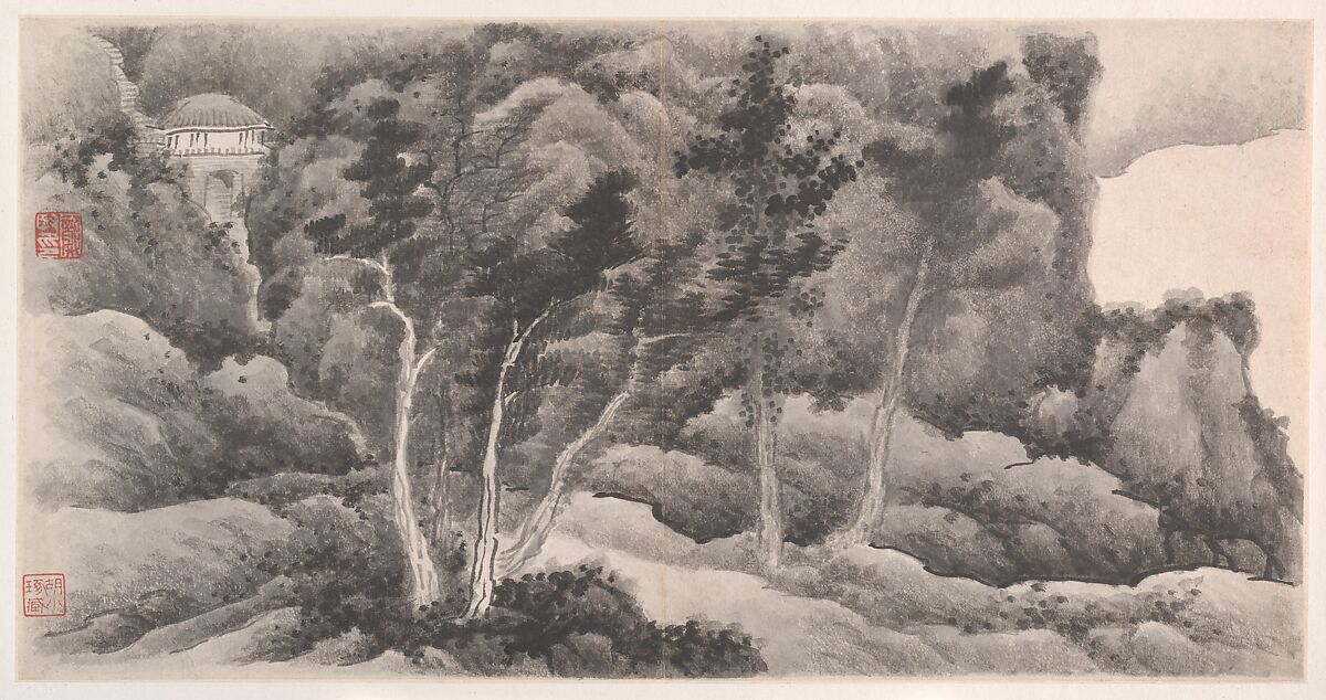 Landscapes, Gong Xian (Chinese, 1619–1689), Album of six paintings; ink on paper, China