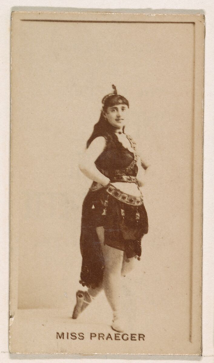 Miss Praeger, from the Actresses series (N245) issued by Kinney Brothers to promote Sweet Caporal Cigarettes, Issued by Kinney Brothers Tobacco Company, Albumen photograph 