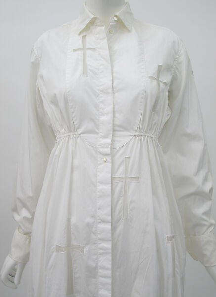 Dress, Azzedine Alaïa (French (born Tunisia), Tunis 1935–2017 Paris), cotton, mother-of-pearl, synthetic, French