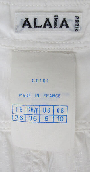 Dress, Azzedine Alaïa (French (born Tunisia), Tunis 1935–2017 Paris), cotton, mother-of-pearl, synthetic, French