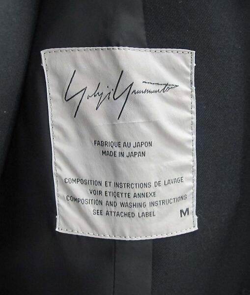 Coat, Yohji Yamamoto (Japanese, born Tokyo, 1943), wool, silk, synthetic, Japanese