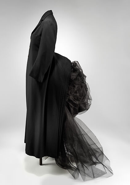 Coat, Yohji Yamamoto (Japanese, born Tokyo, 1943), wool, silk, synthetic, Japanese