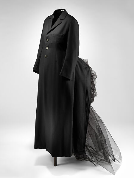 Coat, Yohji Yamamoto (Japanese, born Tokyo, 1943), wool, silk, synthetic, Japanese 
