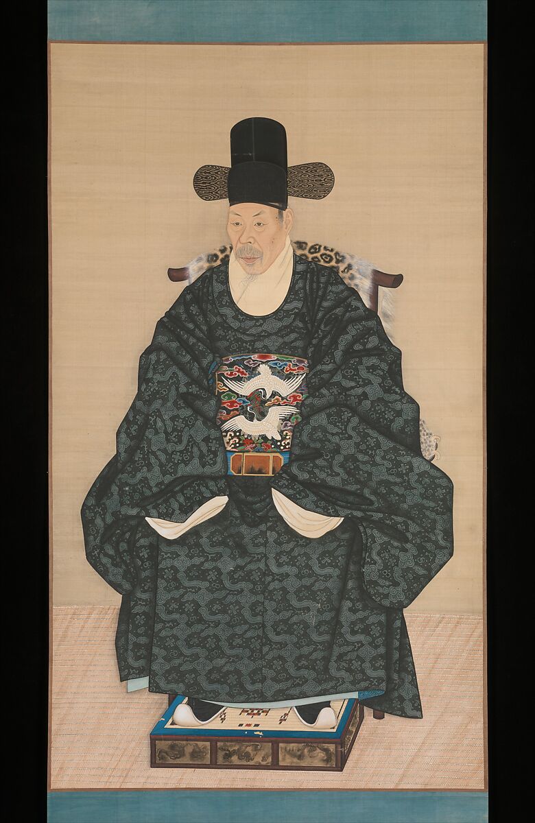 Portrait of Yun Dongseom (1710–1795), Unidentified artist (Korean, late 18th–early 19th century), Hanging scroll; ink and color on silk, Korea 