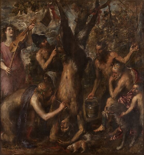The Flaying of Marsyas, Titian (Tiziano Vecellio) (Italian, Pieve di Cadore ca. 1485/90?–1576 Venice), Oil on canvas 
