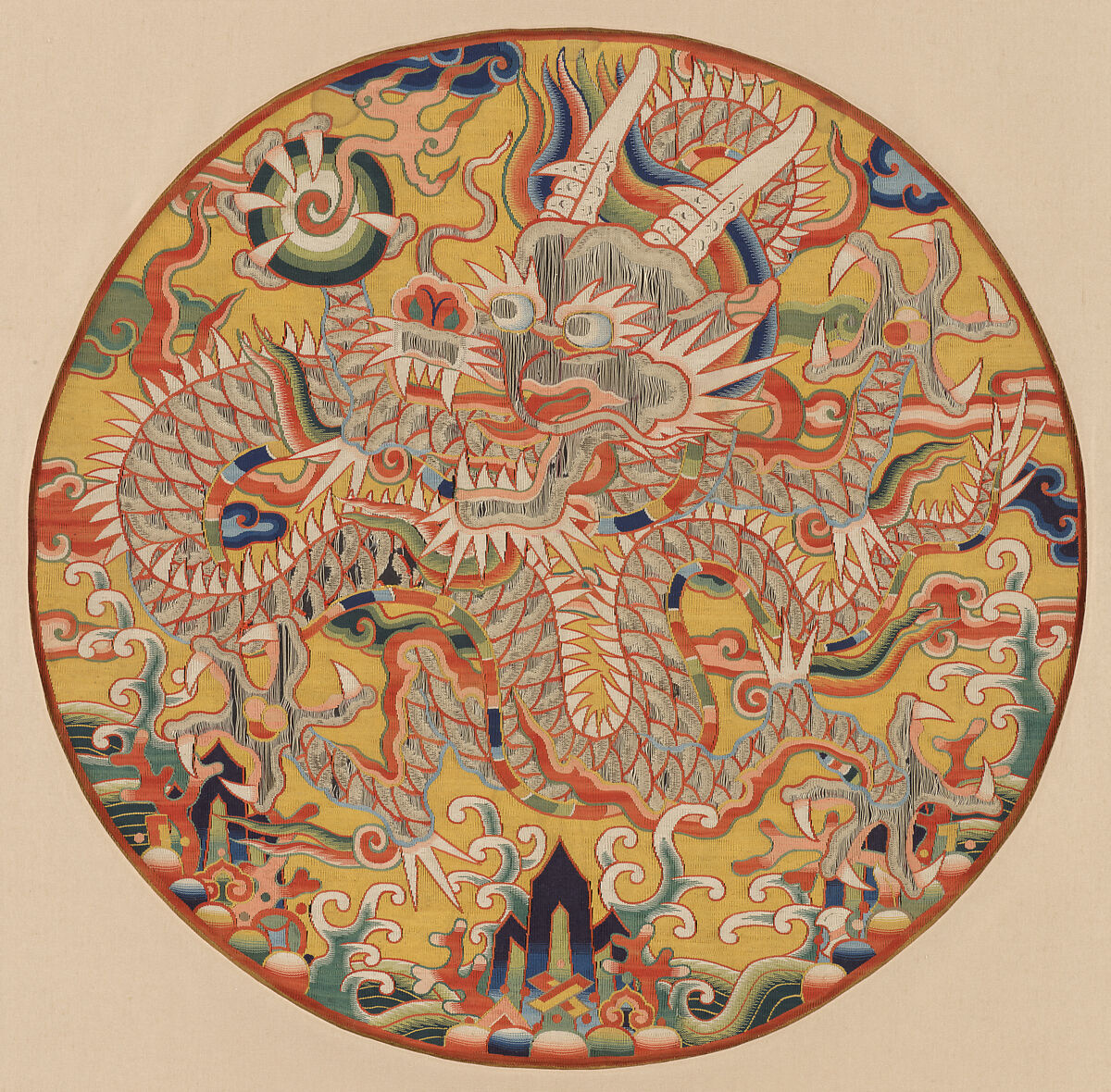 Dragon medallion, Silk and metallic-thread tapestry (kesi), China