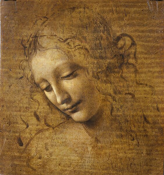Head of a Woman (La Scapigliata), Leonardo da Vinci (Italian, Vinci 1452–1519 Amboise), Oil, earth, and white lead pigments on poplar 