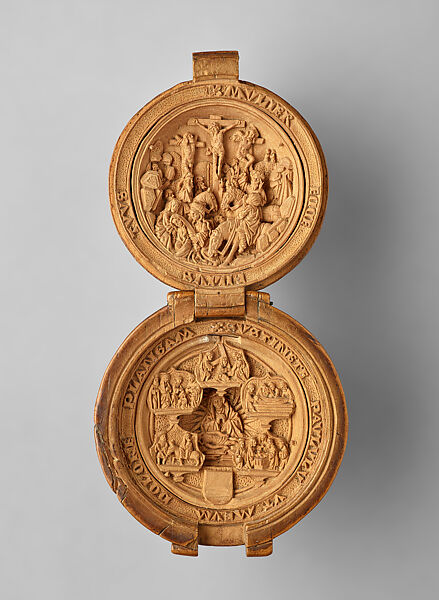 Prayer Bead with the Crucifixion and the Sorrows of the Virgin, Boxwood, Netherlandish 
