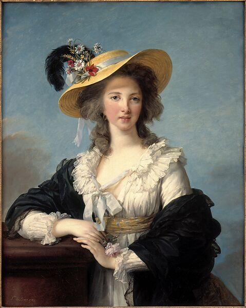 The Duchesse de Polignac in a Straw Hat, Elisabeth Louise Vigée Le Brun (French, Paris 1755–1842 Paris), Oil on canvas 