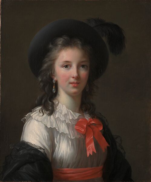 Self-Portrait with Cerise Ribbons, Elisabeth Louise Vigée Le Brun (French, Paris 1755–1842 Paris), Oil on canvas 
