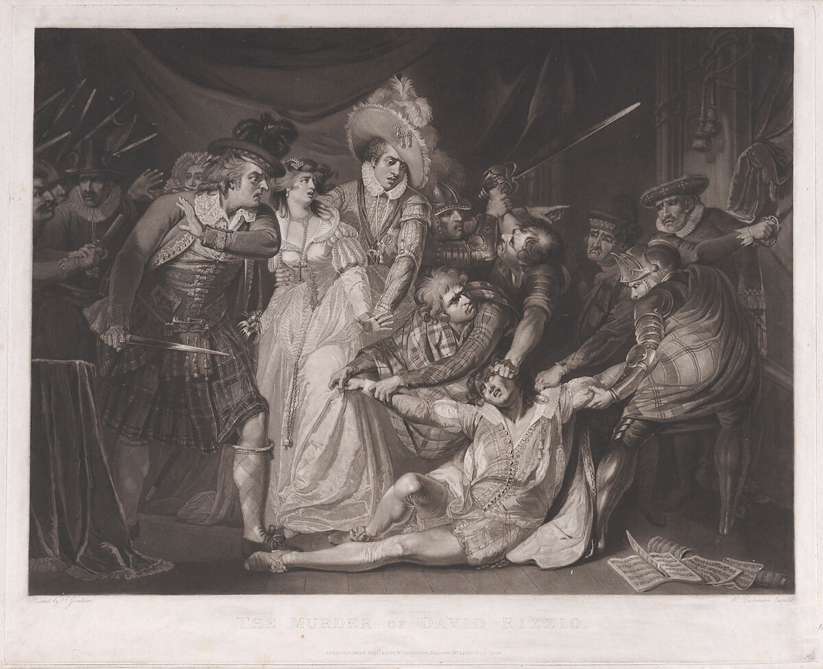 The Murder of David Rizzio (Mary, Queen of Scots witnessing the murder of David Rizzio), William Dickinson (British, London? 1746/47?–1823 Paris), Mezzotint 