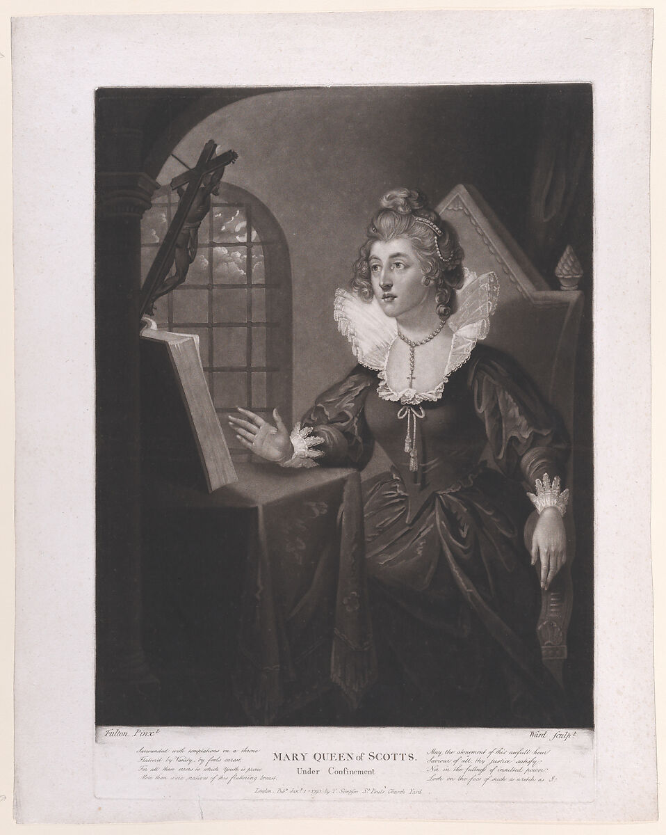 Mary, Queen of Scots, Under Confinement, William Ward (British, London 1766–1826 London), Mezzotint 