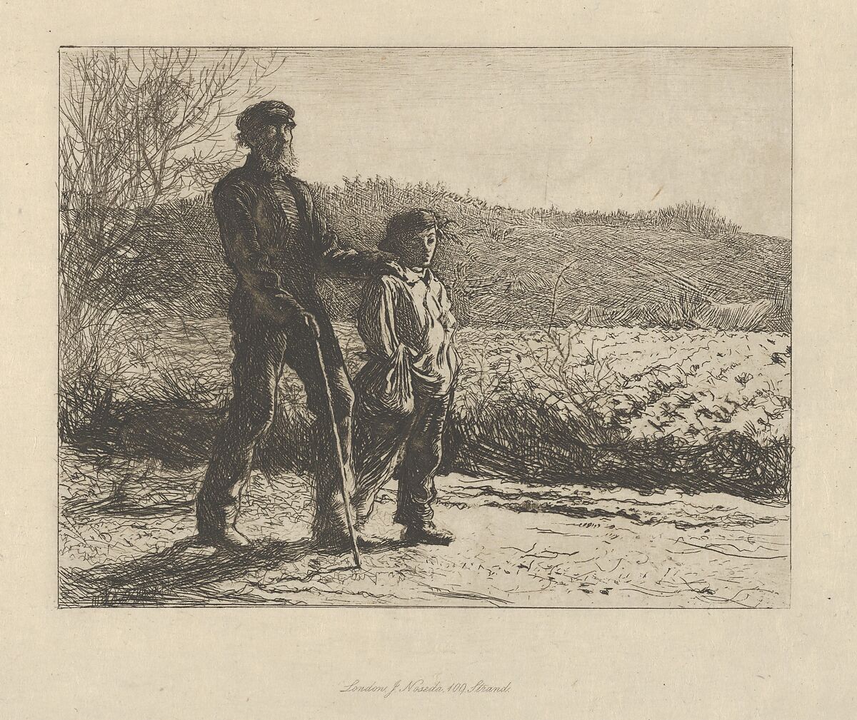 A Blind Man (The Wayfarers), Frederick Walker (British, London 1840–1875 Perthshire, Scotland), Etching 