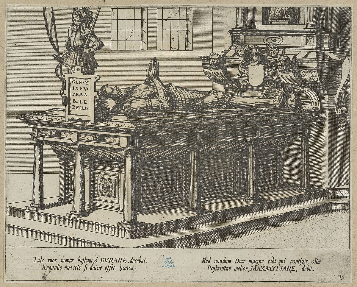 Portfolio with drawings and prints of tombs and epitaphs, Anonymous, Flemish, Pen and brown ink, black chalk, brush and brown and gray wash